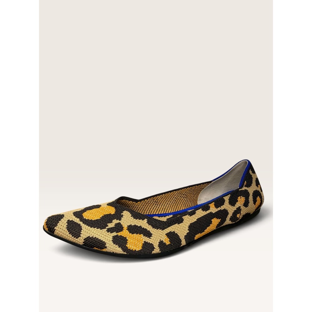 Rothy's The Point Big Cat Women's 9 Leopard Print Knit Ballet Flats